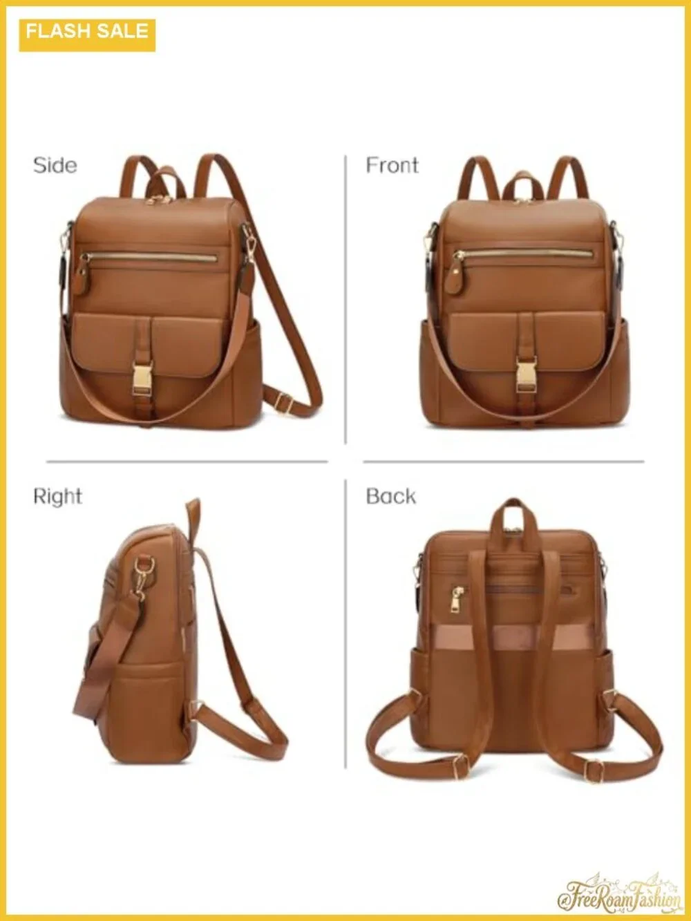 Faux Leather Multi-Pocket Travel Backpack for Women, Anti-Theft, 13in Laptop